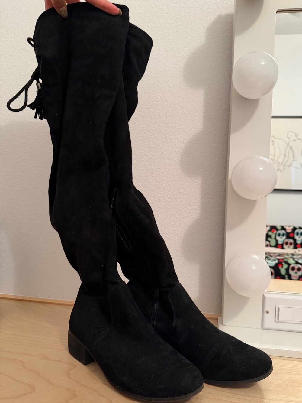 Madden Girl Black Over-the-Knee Suede Boots